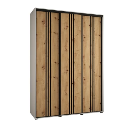 Šatní skříň ASIRI 6 - 180/45 cm, bílá / dub artisan / černá