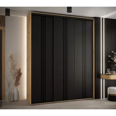 Šatní skříň ASIRI 6 - 190/60 cm, dub artisan / černá / černá