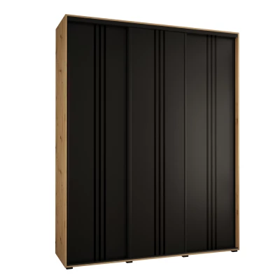 Šatní skříň ASIRI 6 - 190/60 cm, dub artisan / černá / černá