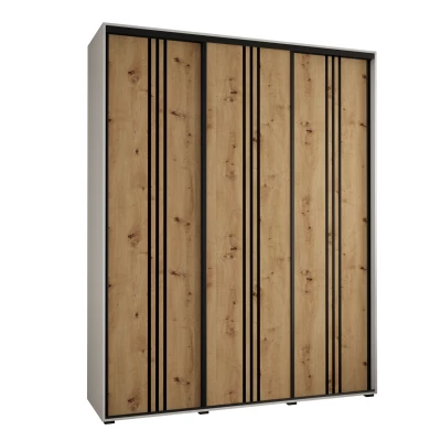 Šatní skříň ASIRI 6 - 190/60 cm, bílá / dub artisan / černá