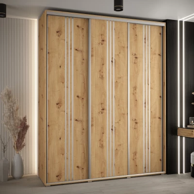 Šatní skříň ASIRI 6 - 190/45 cm, dub artisan / stříbrná