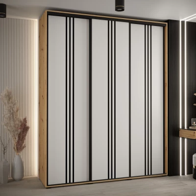 Šatní skříň ASIRI 6 - 190/45 cm, dub artisan / bílá / černá