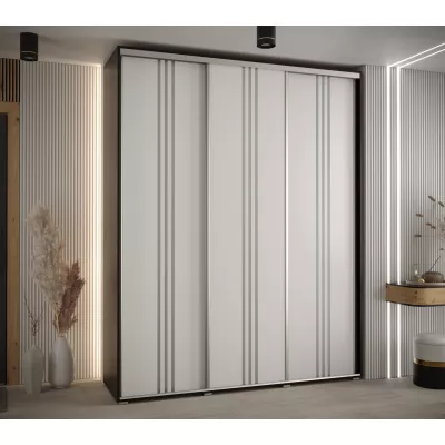 Šatní skříň ASIRI 6 - 190/45 cm, černá / bílá / stříbrná