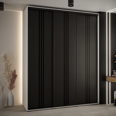 Šatní skříň ASIRI 6 - 190/45 cm, bílá / černá / černá