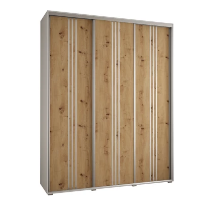 Šatní skříň ASIRI 6 - 190/45 cm, bílá / dub artisan / stříbrná