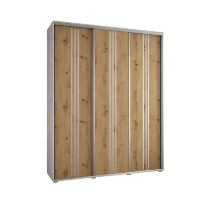 Šatní skříň ASIRI 6 - 190/45 cm, bílá / dub artisan / stříbrná
