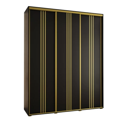 Šatní skříň ASIRI 6 - 200/60 cm, černá / zlatá