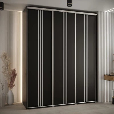 Šatní skříň ASIRI 6 - 200/60 cm, černá / stříbrná