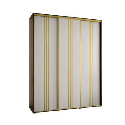 Šatní skříň ASIRI 6 - 200/60 cm, černá / bílá / zlatá