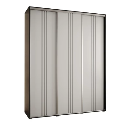 Šatní skříň ASIRI 6 - 200/60 cm, černá / bílá / stříbrná
