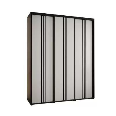 Šatní skříň ASIRI 6 - 200/60 cm, černá / bílá / černá