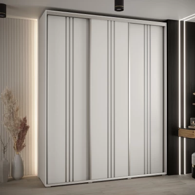 Šatní skříň ASIRI 6 - 200/60 cm, bílá / stříbrná