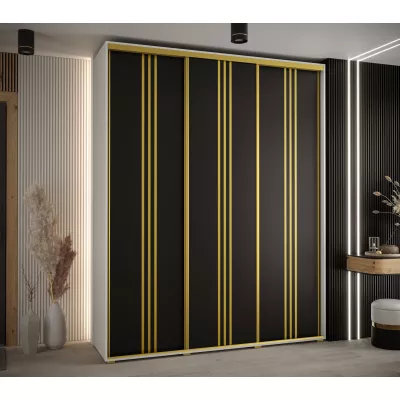 Šatní skříň ASIRI 6 - 200/60 cm, bílá / černá / zlatá