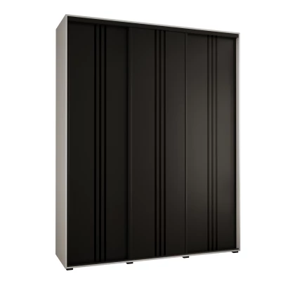 Šatní skříň ASIRI 6 - 200/60 cm, bílá / černá / černá