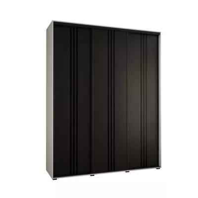 Šatní skříň ASIRI 6 - 200/60 cm, bílá / černá / černá