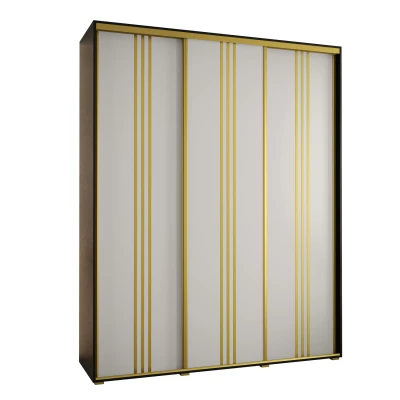 Šatní skříň ASIRI 6 - 200/45 cm, černá / bílá / zlatá