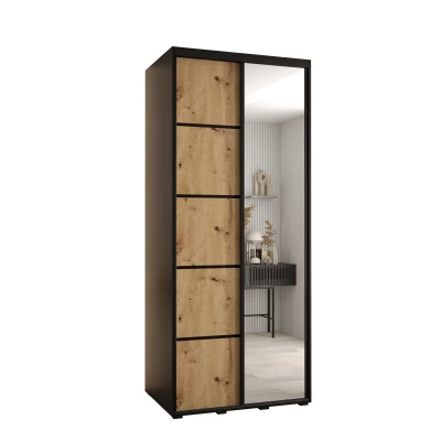 Šatní skříň ASIRI 5 - 100/60 cm, černá / dub artisan / černá