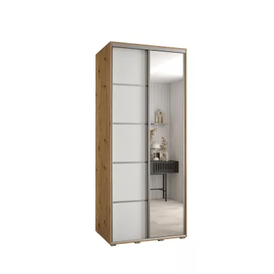 Šatní skříň ASIRI 5 - 110/45 cm, dub artisan / bílá / stříbrná