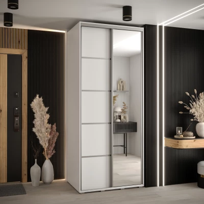 Šatní skříň ASIRI 5 - 110/45 cm, bílá / stříbrná