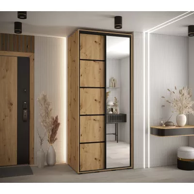 Šatní skříň ASIRI 5 - 120/60 cm, dub artisan / černá