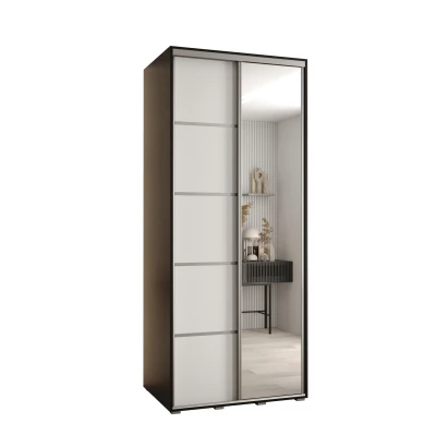 Šatní skříň ASIRI 5 - 120/60 cm, černá / bílá / stříbrná