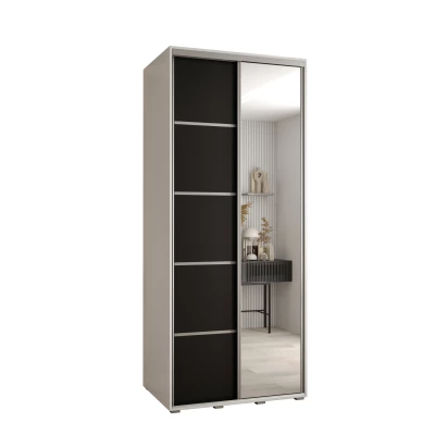 Šatní skříň ASIRI 5 - 120/60 cm, bílá / černá / stříbrná