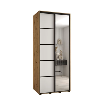 Šatní skříň ASIRI 5 - 120/45 cm, dub artisan / bílá / černá