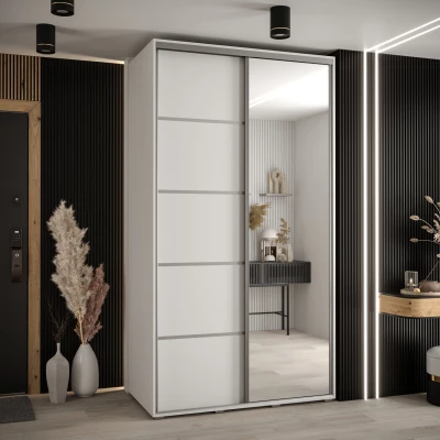 Šatní skříň ASIRI 5 - 130/60 cm, bílá / stříbrná