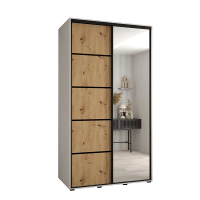 Šatní skříň ASIRI 5 - 130/60 cm, bílá / dub artisan / černá