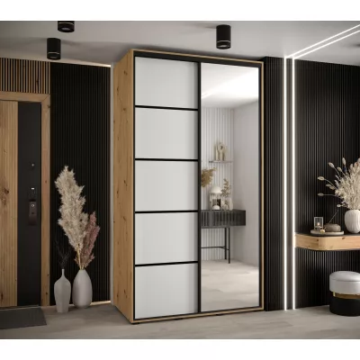 Šatní skříň ASIRI 5 - 130/45 cm, dub artisan / bílá / černá