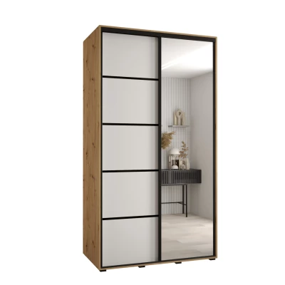 Šatní skříň ASIRI 5 - 130/45 cm, dub artisan / bílá / černá