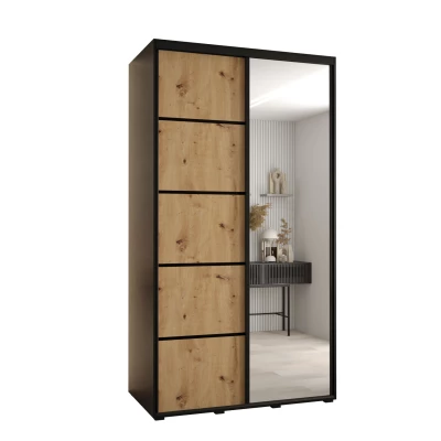 Šatní skříň ASIRI 5 - 130/45 cm, černá / dub artisan / černá