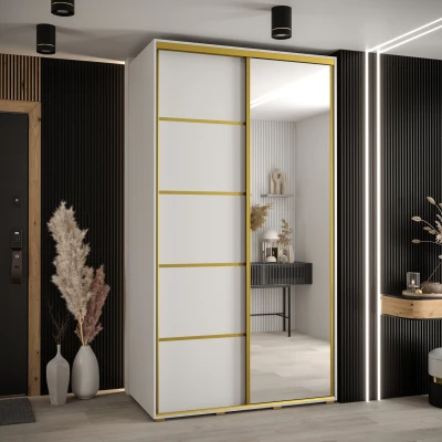 Šatní skříň ASIRI 5 - 130/45 cm, bílá / zlatá