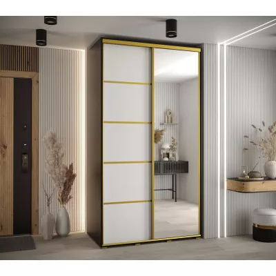 Šatní skříň ASIRI 5 - 140/60 cm, černá / bílá / zlatá