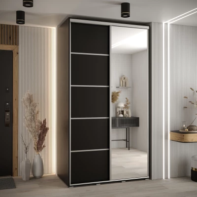 Šatní skříň ASIRI 5 - 140/45 cm, černá / stříbrná