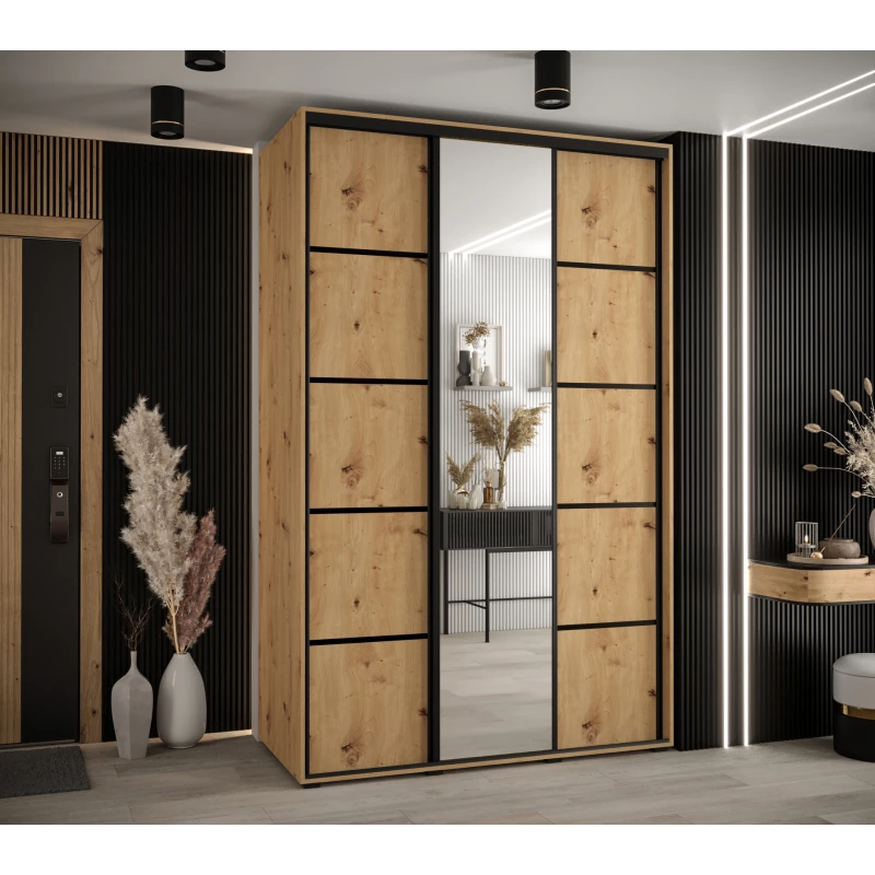 Šatní skříň ASIRI 5 - 150/60 cm, dub artisan / černá