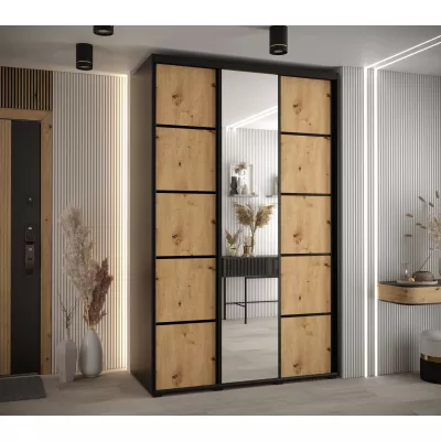 Šatní skříň ASIRI 5 - 150/60 cm, černá / dub artisan / černá