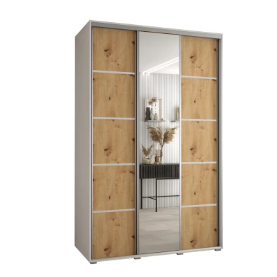 Šatní skříň ASIRI 5 - 150/60 cm, bílá / dub artisan / stříbrná