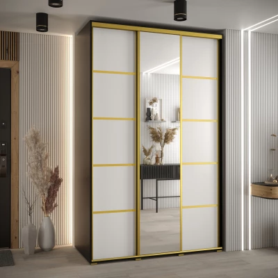Šatní skříň ASIRI 5 - 160/60 cm, černá / bílá / zlatá