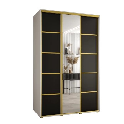 Šatní skříň ASIRI 5 - 160/60 cm, bílá / černá / zlatá
