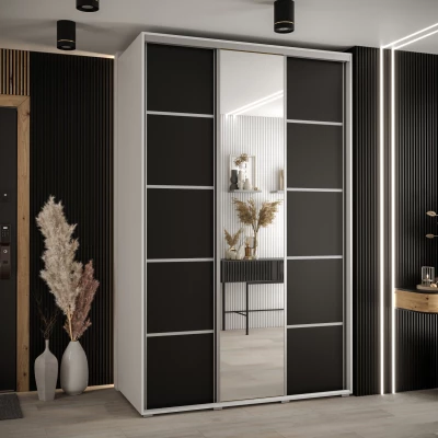 Šatní skříň ASIRI 5 - 160/45 cm, bílá / černá / stříbrná