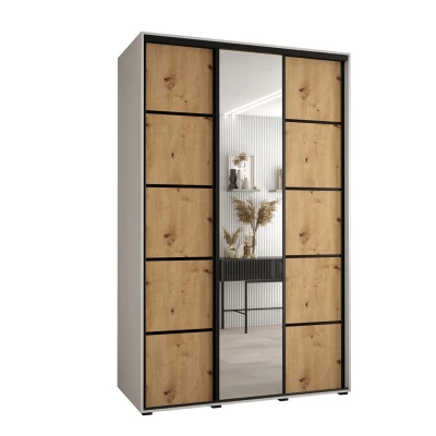 Šatní skříň ASIRI 5 - 160/45 cm, bílá / dub artisan / černá