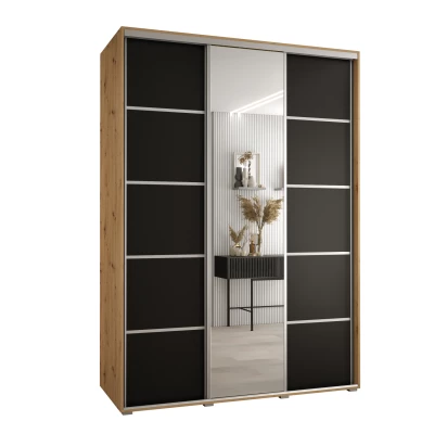 Šatní skříň ASIRI 5 - 170/60 cm, dub artisan / černá / stříbrná