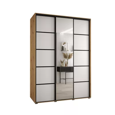 Šatní skříň ASIRI 5 - 170/60 cm, dub artisan / bílá / černá