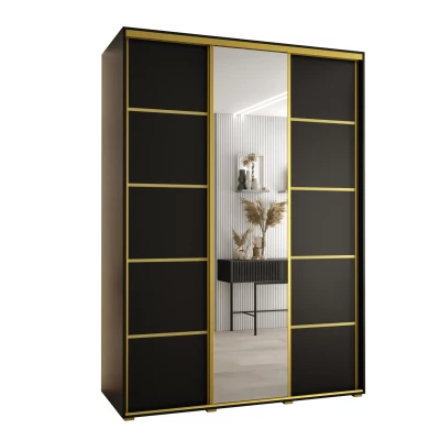 Šatní skříň ASIRI 5 - 170/60 cm, černá / zlatá