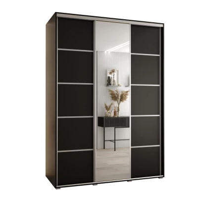 Šatní skříň ASIRI 5 - 170/60 cm, černá / stříbrná