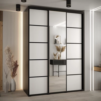 Šatní skříň ASIRI 5 - 170/60 cm, černá / bílá / černá