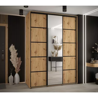 Šatní skříň ASIRI 5 - 170/45 cm, dub artisan / černá