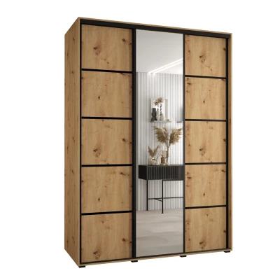 Šatní skříň ASIRI 5 - 170/45 cm, dub artisan / černá