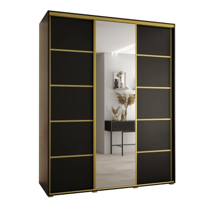 Šatní skříň ASIRI 5 - 190/60 cm, černá / zlatá